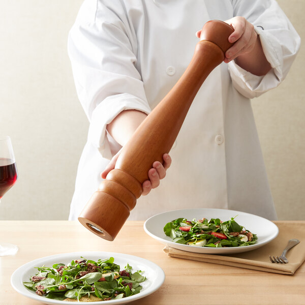 Wood Salt and Pepper Grinder Set with Holder, Glass Container