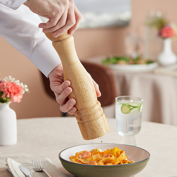 Acopa 12" Matte Natural Wooden Salt / Pepper Mill