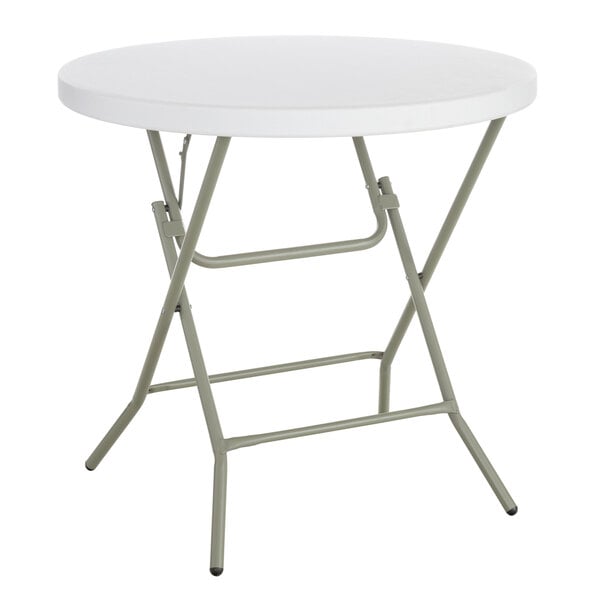 Lancaster Table & Seating 32" Round Granite White Heavy-Duty Blow Molded Standard Height Plastic Folding Table