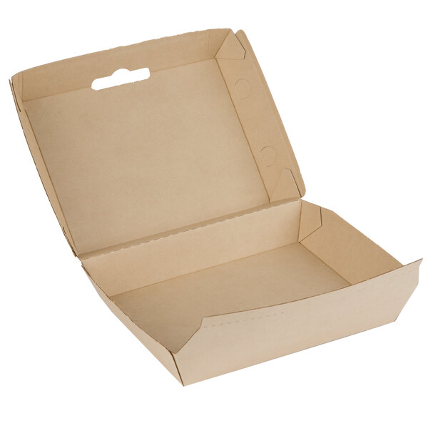 Bagcraft NATF608RAVF EcoFlute 8" x 6" x 3" Corrugated Clamshell TakeOut Box 50/Pack