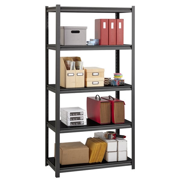 Hirsh Industries 20996 36" x 18" x 72" Gray Heavy-Duty Five-Shelf Boltless Shelving Unit with Laminated Decking