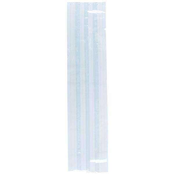 A clear plastic bag with white stripes containing 4 white rectangular objects with a black border.