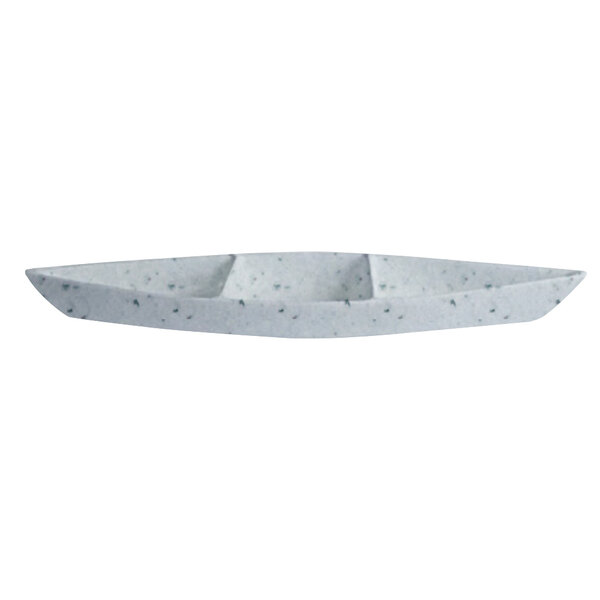 A sky blue granite resin-coated aluminum boat with dividers.