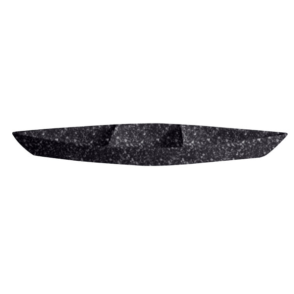 A black granite boat with dividers.