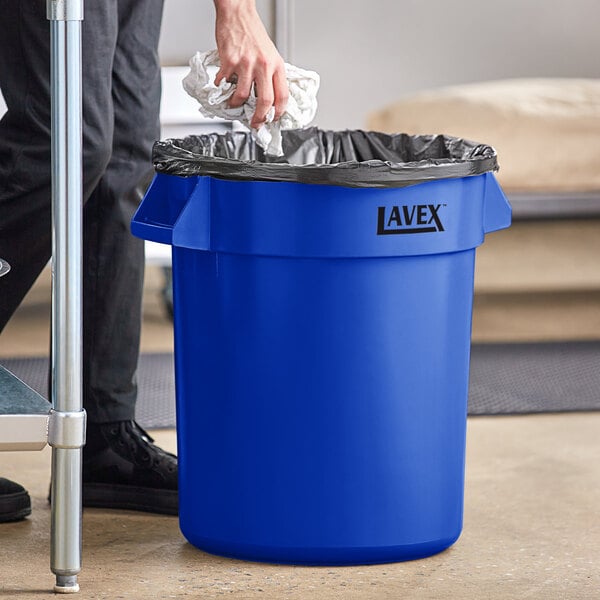 Lavex 44 Gallon Blue Round Commercial Trash Can