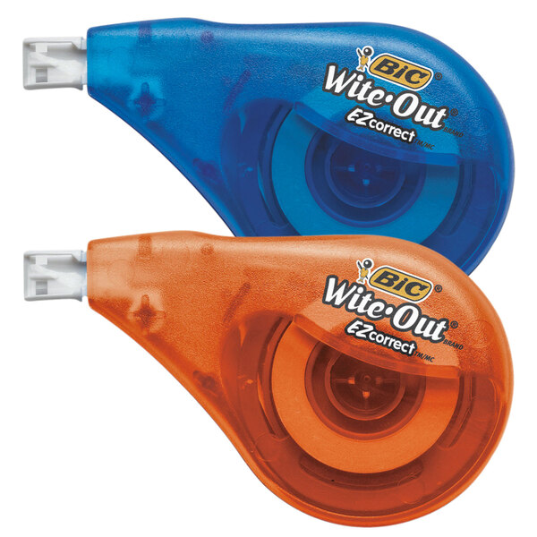 Bic WOTAPP21 Wite-Out EZ Correct Blue / Orange 1/6 x 472 Correction Tape  - 2/Pack