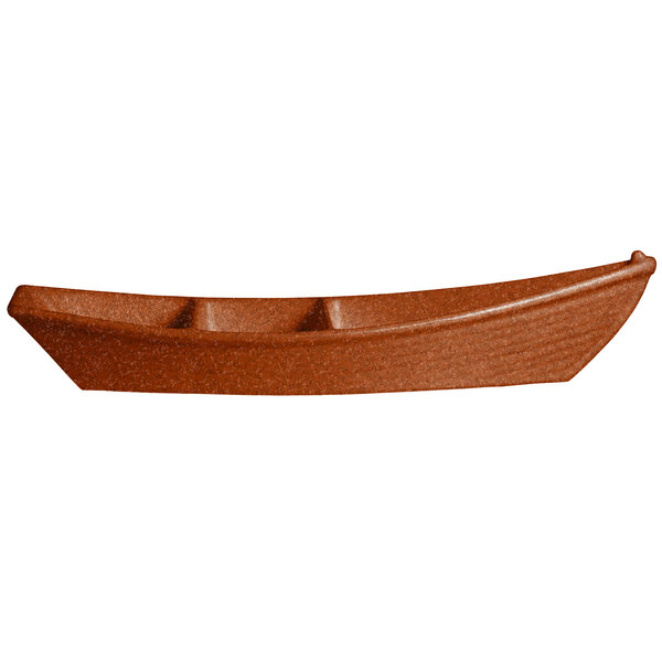 A brown G.E.T. Enterprises Bugambilia deep boat with dividers on a white background.