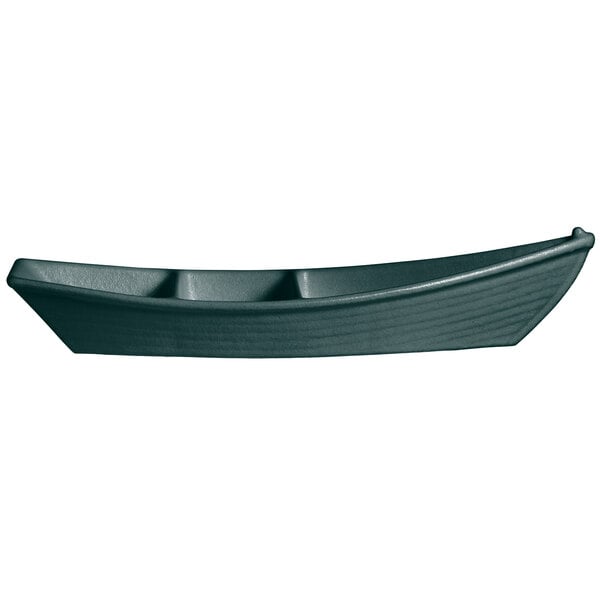 A forest green G.E.T. Enterprises resin-coated aluminum deep boat with dividers.