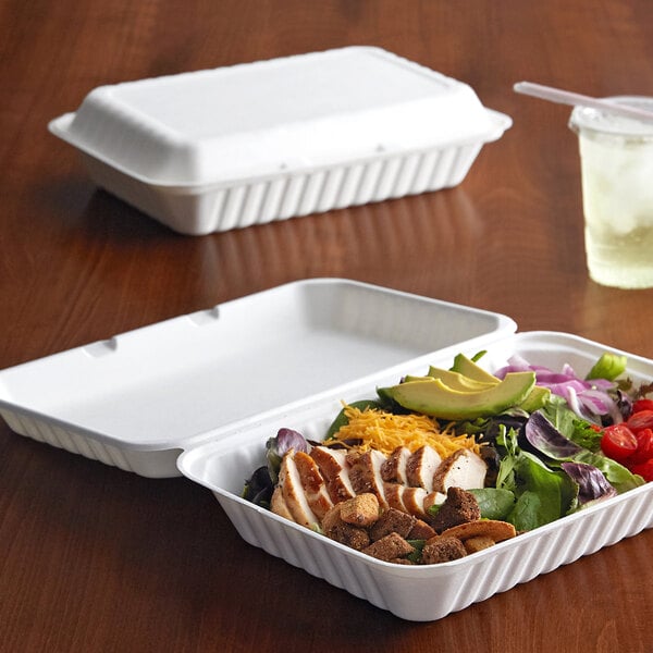 EcoChoice 9" x 12" x 3" Bagasse 1 Compartment Take-Out Container - 150/Case