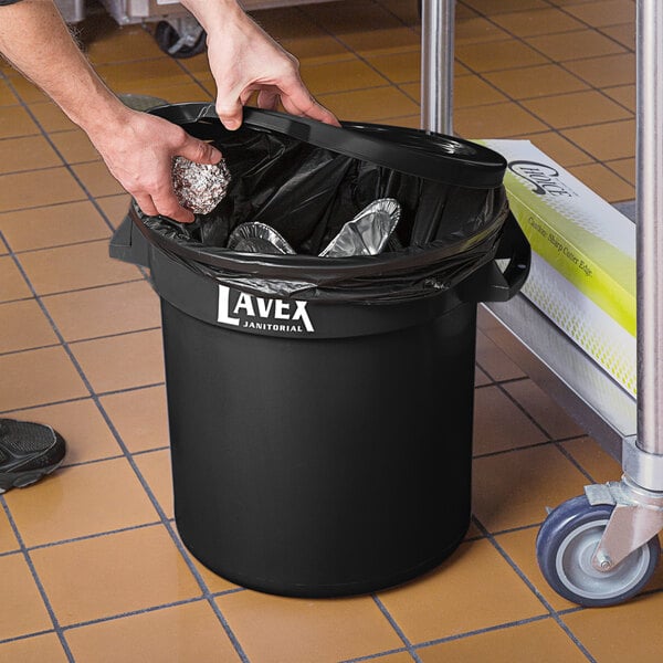 Lavex Black Round Commercial Trash Can Lid