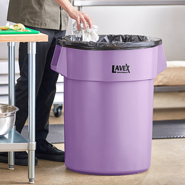 Lavex 55 Gallon Purple Round Commercial Trash Can