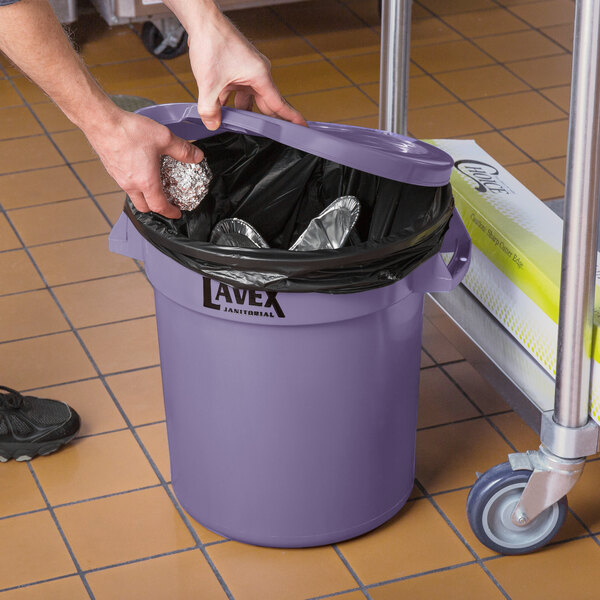 Lavex 10 Gallon Purple Round Commercial Trash Can Lid