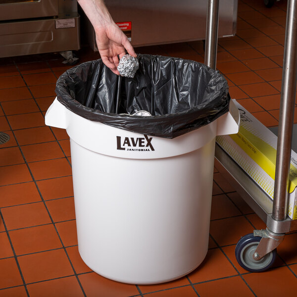 Lavex Janitorial 20 Gallon White Round Commercial Trash Can