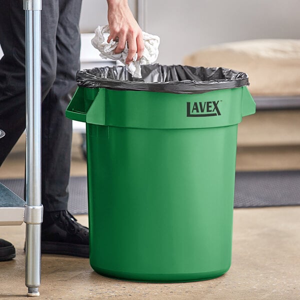 Lavex 20 Gallon Green Round Commercial Trash Can / Ingredient Bin