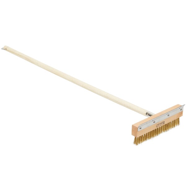 Brown Amer Metal Store cp 60-Inch Handle 1698 Pizza Oven Brush with Brass Bristles and Steel Scraper Pack of 2