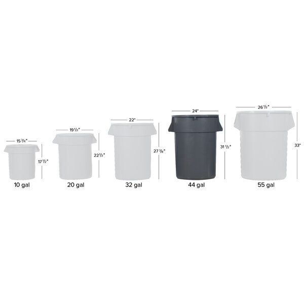 Lavex 44 Gallon Gray Round Commercial Trash Can and Lid