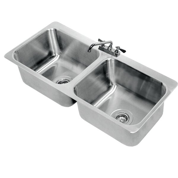Advance Tabco DI-2-2012 2 Compartment Drop-In Sink - 20" x 16" x 12" Bowls