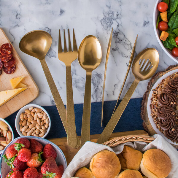 American Metalcraft 5Piece Hammered Gold Vintage Serving Utensils Set