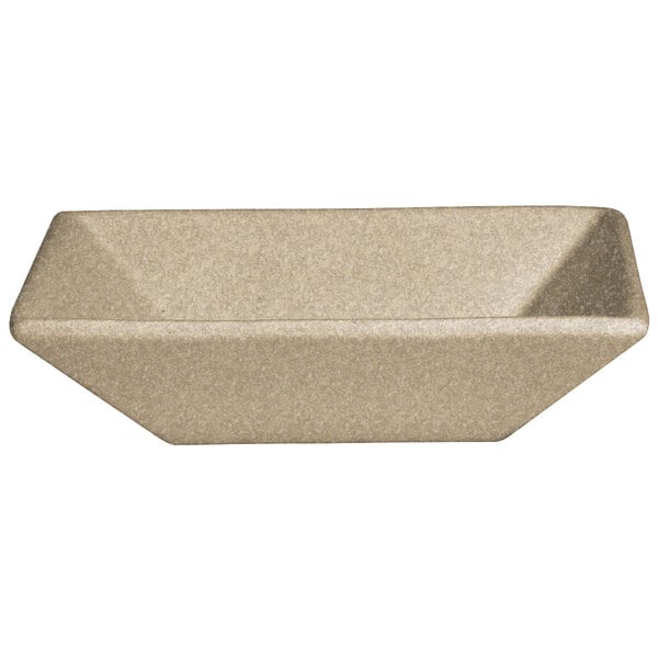 A rectangular sand granite resin-coated aluminum bowl with a smooth finish.