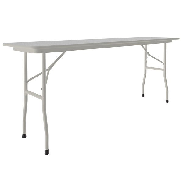 Correll 18″ x 60″ Gray Granite Light Duty Melamine Folding Table with Gray Frame