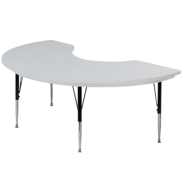 Correll 48″ x 72″ Kidney 19″ – 29″ Adjustable Height Gray Granite Blow-Molded Activity Table