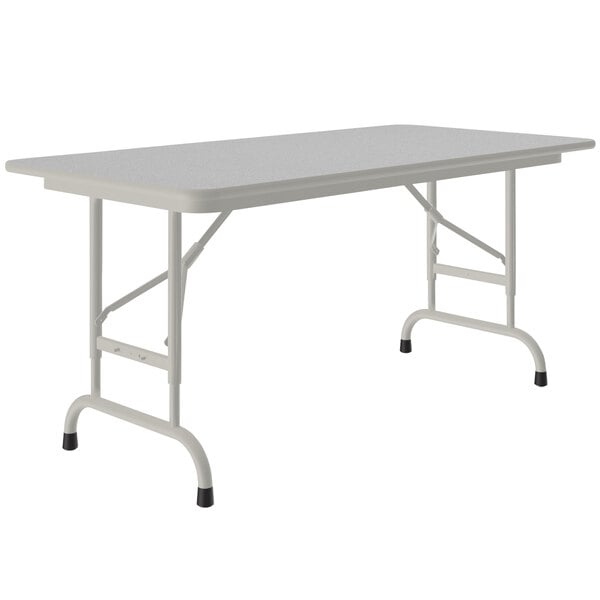 Correll 24″ x 48″ Gray Granite Light Duty Melamine Adjustable Height Folding Table with Gray Frame