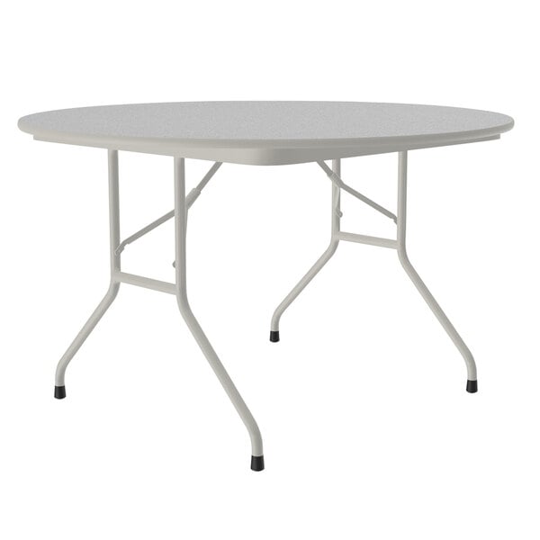 Correll 48″ Round Gray Granite Light Duty Melamine Folding Table with Gray Frame