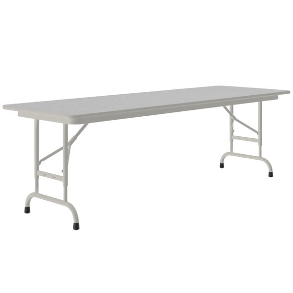 Correll 24" x 60" Gray Granite Light Duty Melamine Adjustable Height Folding Table with Gray Frame