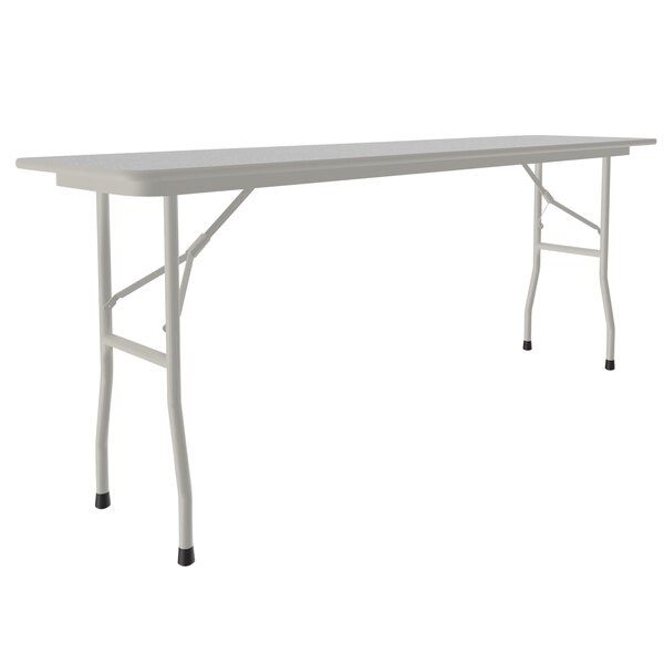 Correll 18" x 72" Gray Granite Light Duty Melamine Folding Table with Gray Frame