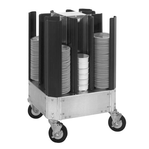 A Cres Cor dish dolly cart full of plates.