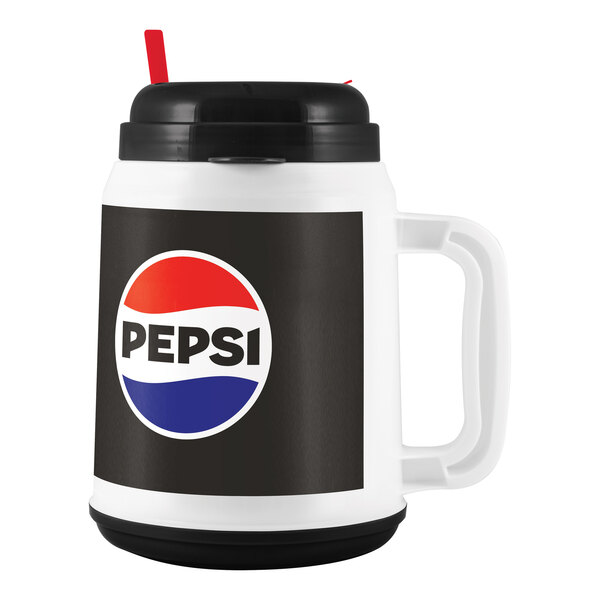 64 oz. Pepsi® Tanker with Spout, Straw, and Lid - 12/Case