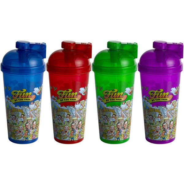 32 oz. Tall Plastic Fun at the Fair Design Souvenir Cup with Straw and  Lid - 200/Case