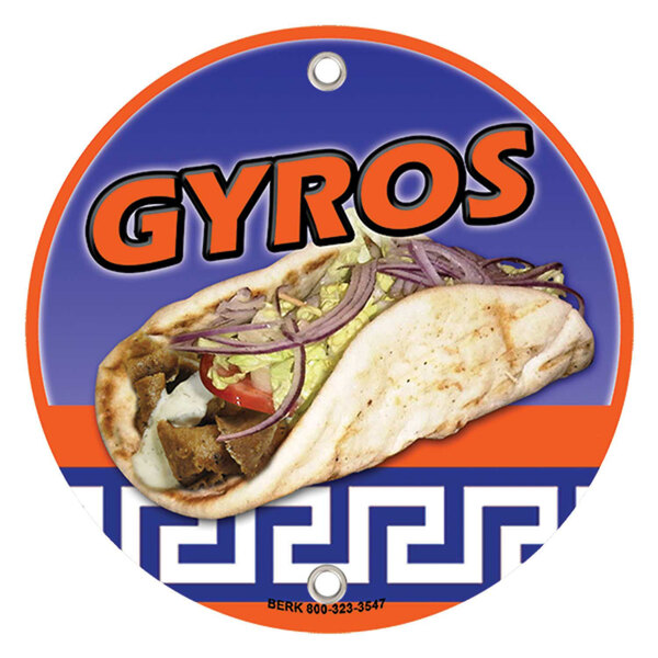 12" Round Concession Stand Sign with Gyro Design 2/Pack