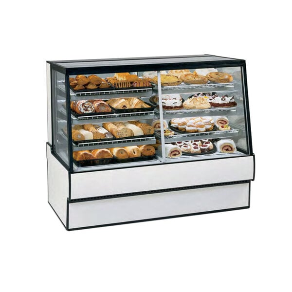 A Federal Industries SGR7748DZ dual-zone bakery display case with pastries.