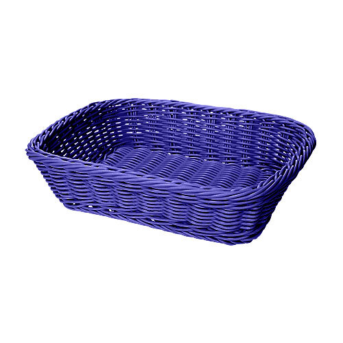 A blue rectangular plastic basket.