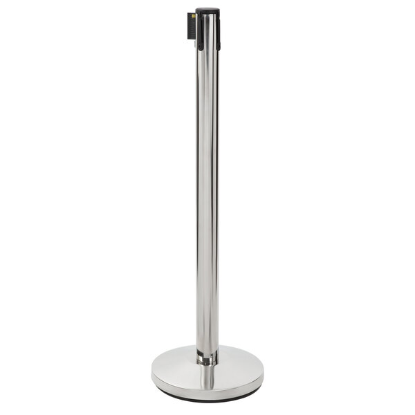36" Stainless Steel Silver Crowd Control/Guidance Stanchion 78" Retractable Belt 