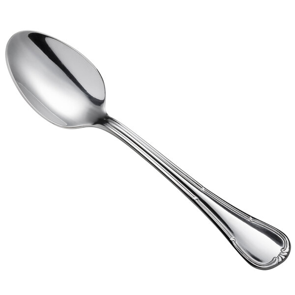 A Oneida Titian stainless steel teaspoon with a silver handle and spoon.