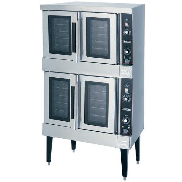 Hobart HGC502 Natural Gas Double Deck Full Size Convection Oven - 100,000 BTU