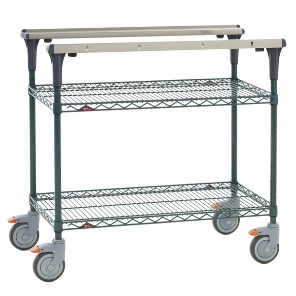 A Metro PrepMate MultiStation with MetroSeal wire shelving and wheels.