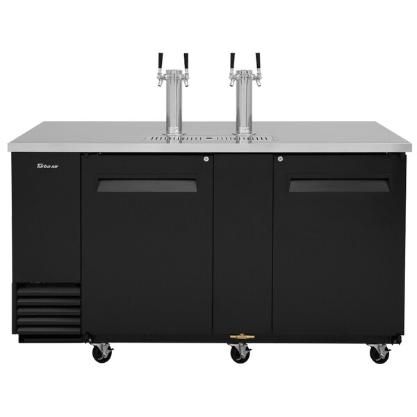 Turbo Air TBD3SBN Double Tap Beer Dispenser Black, (3) 1/2 Keg Capacity