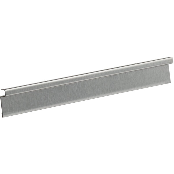 A stainless steel Avantco door handle with holes in a metal bar.