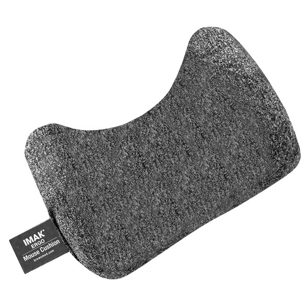 An Imak gray mouse wrist rest with a label.