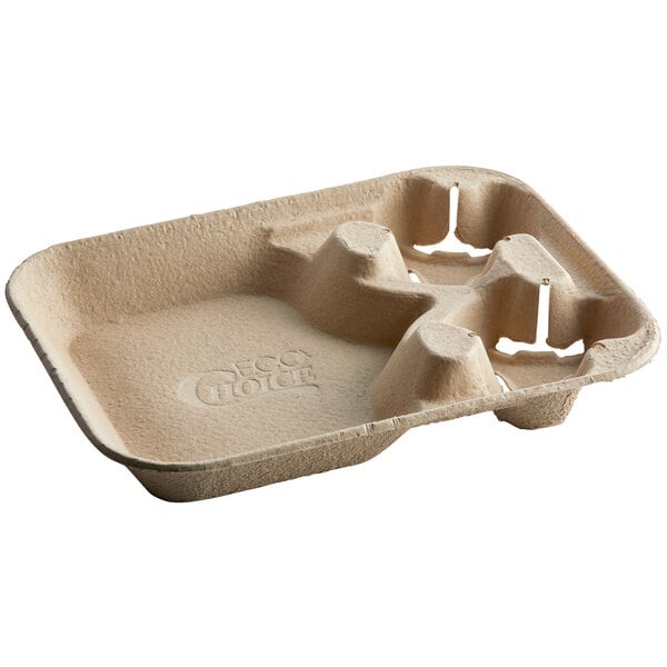 Heavy-Weight Molded Fiber Cafeteria Trays, 3-Comp, 8 1/4 x 9 1/2