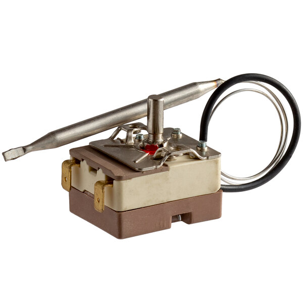 An Avantco thermostat with a wire attached.