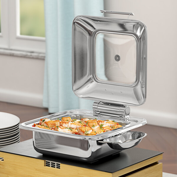 Acopa Voyage 5 Qt. 2/3 Size Stainless Steel Induction Chafer with Glass