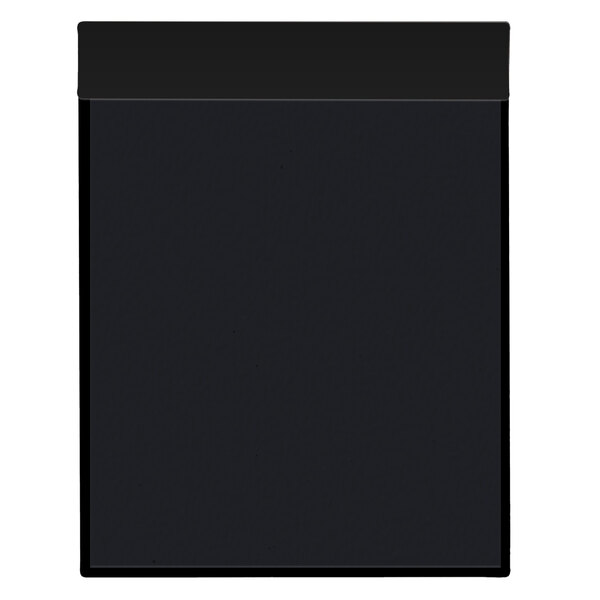 A black rectangular menu board with white text on the front.