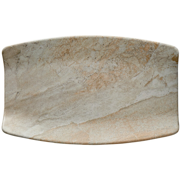 A white rectangular melamine tray with a sandstone design.