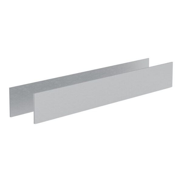 A close-up of a gray steel rectangular metal panel.