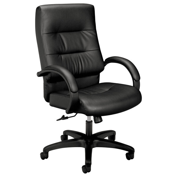 HON VL691SB11 Basyx VL690 Series HighBack Black Leather Executive Office Chair