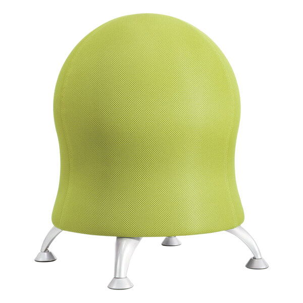 A green Safco Zenergy ball chair with silver legs.